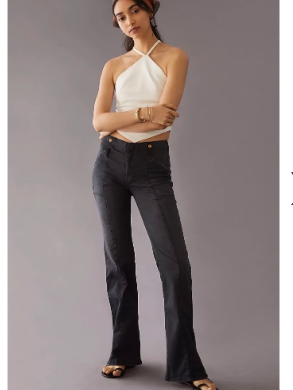 Anthropologie Pilcro Demilune Seamed Utility Pants Black Gray